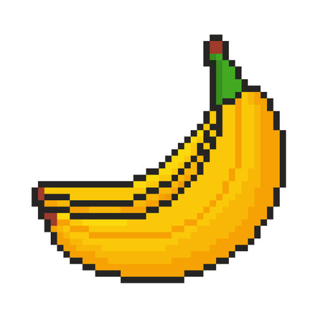 8 bit bananas icon. Pixel art object. Old school computer graphic styleのイラスト素材