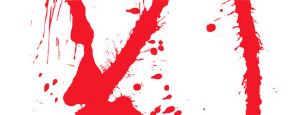 Bloody grunge texture. Red splashes, streaks, and drops for spooky backgroundsのイラスト素材