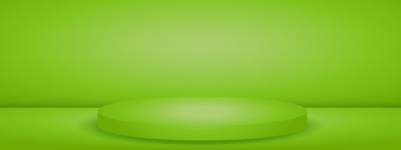 Limbo green background with podium pedestal. Abstract studio gradient bg. Modern banner with empty space for advertising text. Vector illustrationのイラスト素材