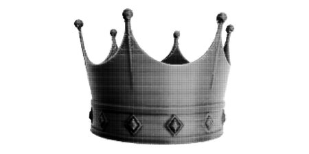 Dotted halftone crown collage. Grunge pop art element with bitmap texture. Punk design elementのイラスト素材