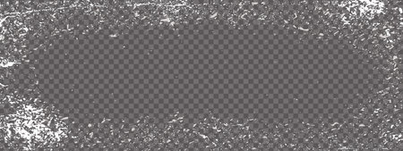 Crystal ice frame. Frosted glass texture overlay and snowflake border for winter holidaysのイラスト素材