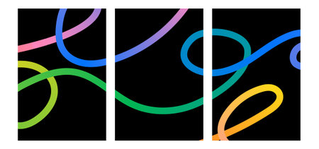 Abstract rainbow spiral line background. Gradient colorful ribbons and wavy doodle elements....