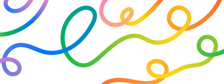 Wavy rainbow line background. Abstract liquid swirl shapes with gradient flow for modern kid...