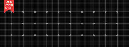 Black grid paper sheet background. Dark blueprint graph with square grid and bold guide lines....