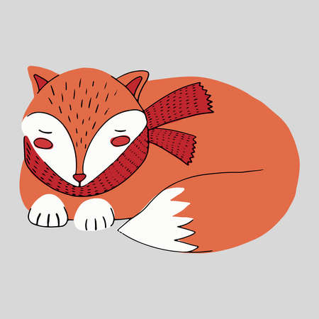 PrintChristmas cute winter character. Fox vector illustration. Perfect for xmas cards, posters, print, wrap paper and souvenir decorの写真素材