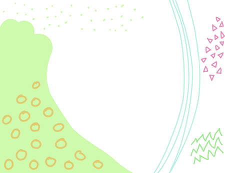 Modern hand drawn geometric memphis frame background. Vector design.のイラスト素材