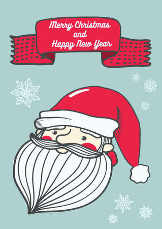 PrintVector postcard with cute christmas characters and elements. Doodle illustration. Winter holidays cards, posters, t shirt printのイラスト素材