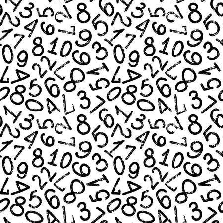 Cute doodle hand written numbers vintage vector illustration. Ink seamless pattern fine for card, lettering, posterのイラスト素材