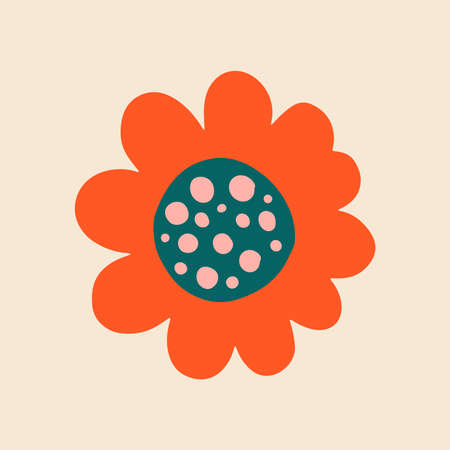 Hand drawn flat decorative flowers. Vector plants elements for design, web design, textile, ceramics, wrapping, wallpaper, coverのイラスト素材