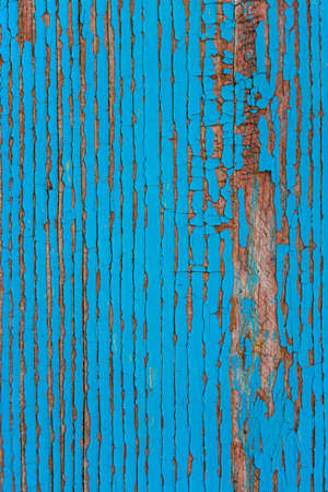 Blue old wooden background. with cracks in the woodの写真素材