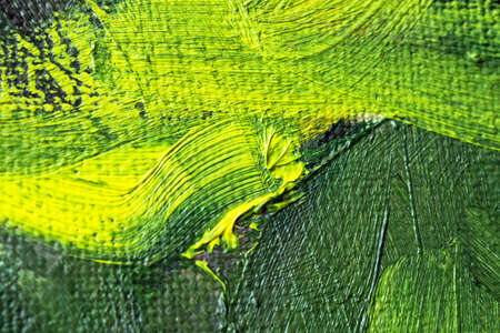 Abstract multi-colored background with oil paint on canvas. Abstract art background. Creative process. Closeup of strokes of the painting. Design background with hand work. The art of oil painting.の写真素材