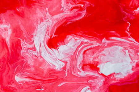 Red and white fluid art, abstract creative background with acrylic paints. Dynamic lines, free...