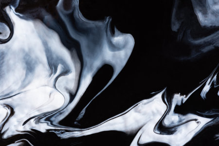 Black and white abstract acrylic background. Fluid art texture. Imitation of the marble effect,...
