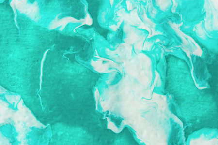 Turquoise marble texture. Abstract painting modern background. A mix of blue green and white shades,...