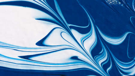 Red, white, blue acrylic fluid art, abstract creative Christmas background. Artistic bright...