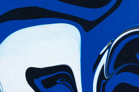 Blue white black acrylic abstract creative trend background. Fluid artistic texture. Dynamic lines,...