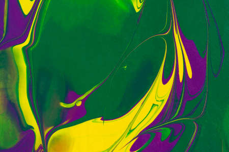 Yellow green purple fluid art, abstract creative trend background. Dynamic lines, movement, burst of...