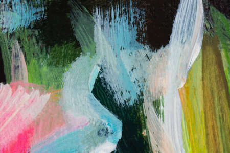 Tulips are red white painting. Spring artistic bright background. A fragment of a picture on cardboard. Colorful flowers with oil, acrylic paints. The texture of the brushstrokes close-up. Postcardの写真素材