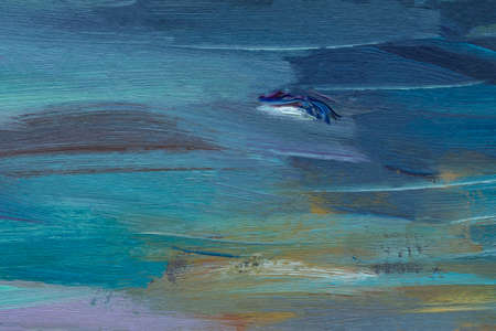 sea oil painting. Abstract turquoise seascape. Impressionism, plein-air sketch, fragment of a wave. The concept of summer, rest. Artistic pictorial background for creative design of postcards, covers.の写真素材