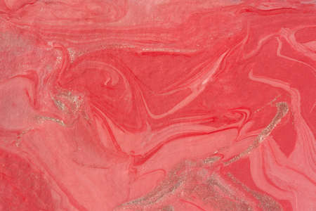 Pink coral abstract background. Fluid art made of pale pink silver acrylic. Pastel delicate painting. The concept of Valentine's Day, love romance. fashionable background for design. contemporary artの写真素材