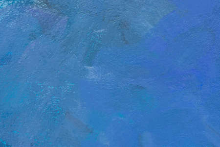Blue background oil paint. Beautiful brush strokes close-up. Textured abstract winter background. Oil painting on cardboard and canvas. Conceptual abstract sky, water, snow. Layout for postcard designの写真素材