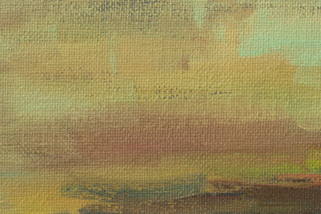 Autumn rural landscape oil painting. Sunny rustic autumn landscape, house. The author's painting, a quick sketch from nature. horizontal composition. Layout for creative design. golden autumn conceptの写真素材