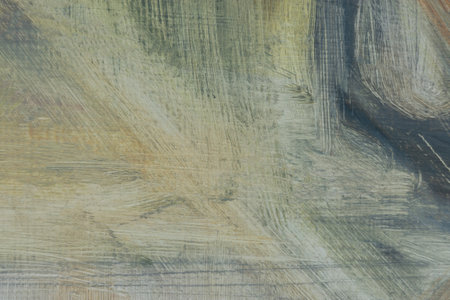 Abstract oil painting. Beige yellow brown brush strokes. A fragment of an oil painting on cardboard. Traces of scratched brush strokes dynamic lines. Abstract graphic drawing. Modern background designの写真素材