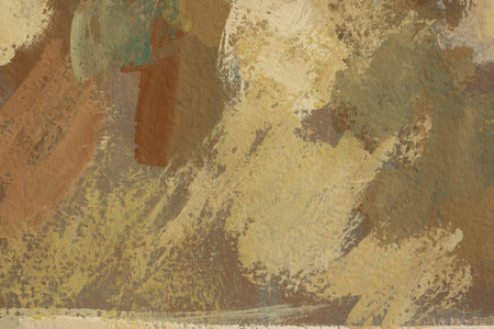 Abstract beige-brown art background. A horizontal multicolored banner. The modern art of painting. A fragment of the painting. Gouache sketch on paper. Layout for the design of websites, notebooksの写真素材