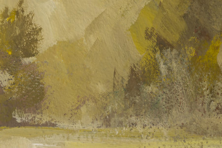 Abstract beige-brown art background. A horizontal multicolored banner. The modern art of painting. A fragment of the painting. Gouache sketch on paper. Layout for the design of websites, notebooksの写真素材