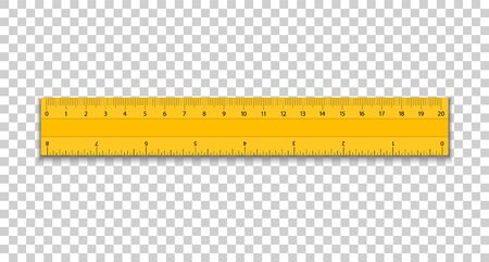 Realistic ruler. Yellow metric ruler. Measuring tool. Vector illustration.のイラスト素材