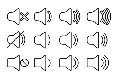 Set of volume icons. Web icons speakers volume. Mute icon.のイラスト素材