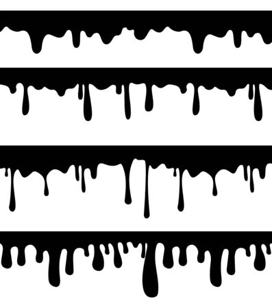 Dripping paint or liquid, A set of different options dripping.のイラスト素材