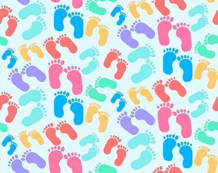 Seamless pattern with children's footprints, Colorful footsteps - vectorのイラスト素材