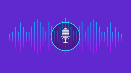 Personal assistant and voice recognition concept, Sound symbol, Microphone button - Vector illustration.のイラスト素材
