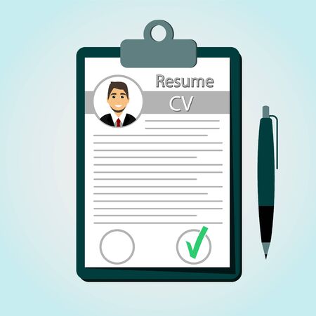 Resume in a flat style, Check Resume, CVのイラスト素材