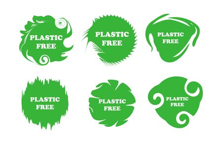 Set badges plastic free vector.のイラスト素材