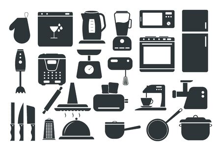 A set of kitchen appliances, Kitchen appliances icons.のイラスト素材