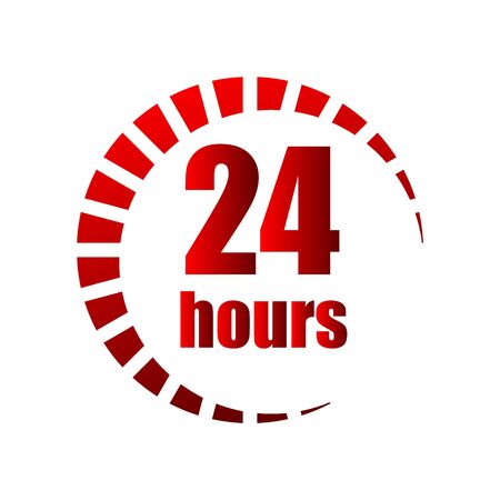 Open around the clock serving, 24 hour, Clock arrow sign - Vector illustration.のイラスト素材