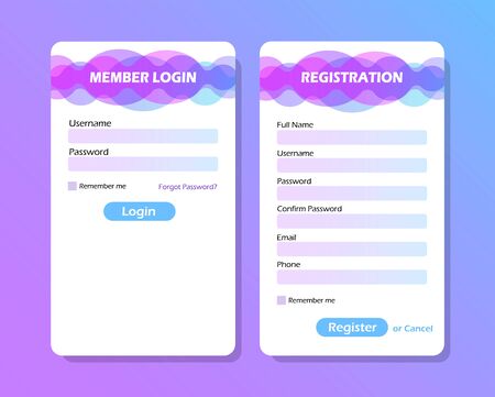UI elements, Login form and Registration form.のイラスト素材