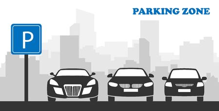Car in the parking lot, Parking zone, Parkingのイラスト素材