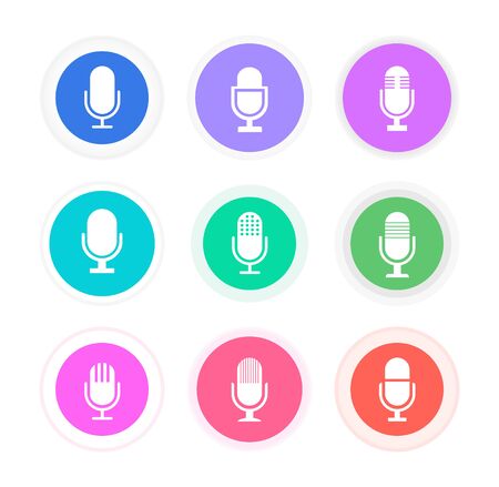 Microphone Icon. Set of microphone buttons.のイラスト素材