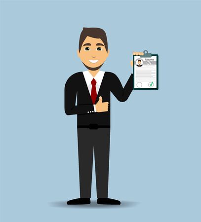 Man with his resume, A man is employed - vectorのイラスト素材