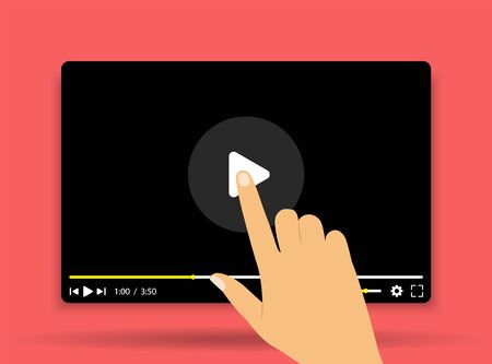 Video player, Hand clicks on the start button.のイラスト素材