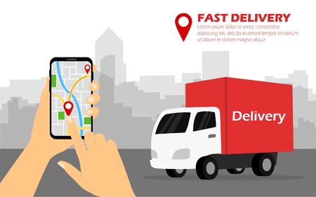 A hand is holding a phone with delivery tracking.