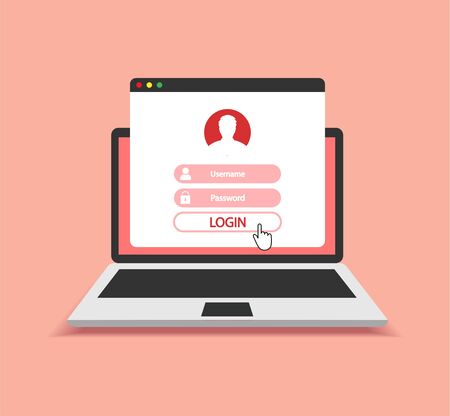 Login window on a laptop, Authorization in the system.のイラスト素材