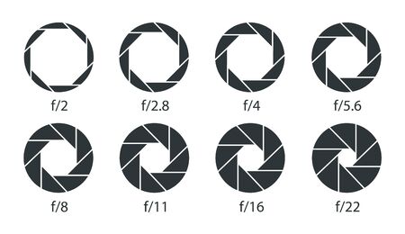 Set of apertures for the lens diaphragm.のイラスト素材