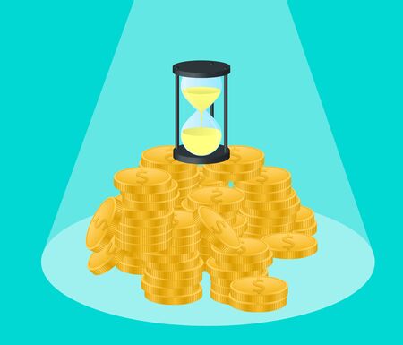 Time is money, The hourglass is on dollar coins.のイラスト素材