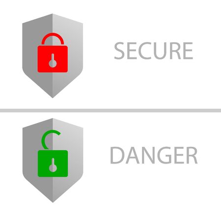 Secure lock and danger isolated on white background - vectorのイラスト素材