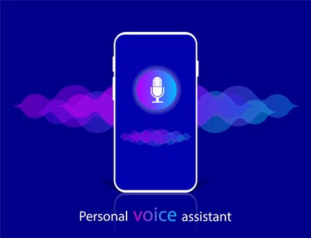 Voice recognition and personal assistant, Sound wave.のイラスト素材