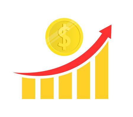 The concept of revenue growth, profit growth.のイラスト素材